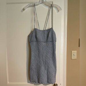 Vintage Blue & Green Striped Spaghetti Strap Dress